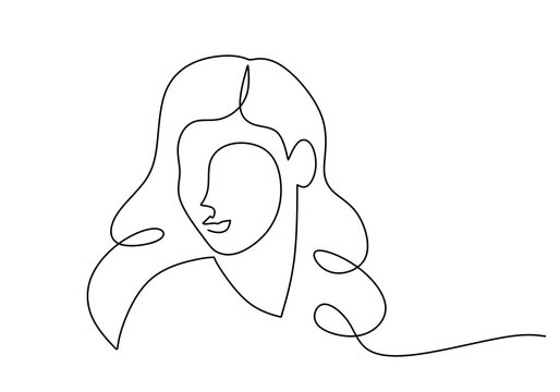 recommend clip art: Abstract female face rendered in one continuous line minimalist style on white