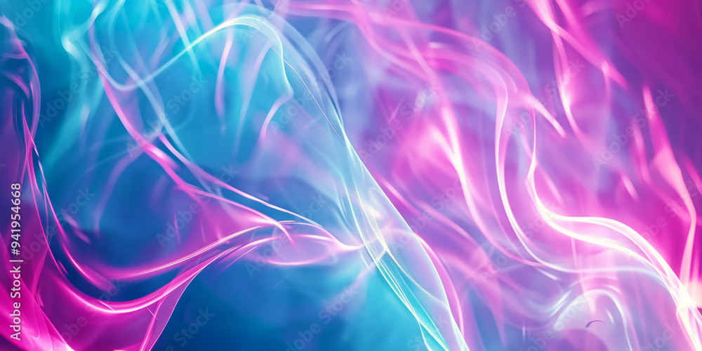 Poster abstract background with glowing neon lines. minimalistic composition with wavy gradients. futuristi