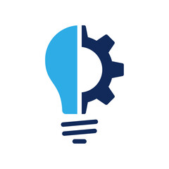 Light bulb with cogwheel symbol