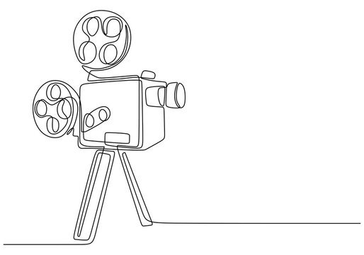 recommend clip art: Single Line Drawing of a Retro Camera - Minimalist Vintage Design Isolated on White Background.
