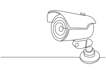 Minimalist One Line Drawing of CCTV - Security System and Traffic Control Concept.