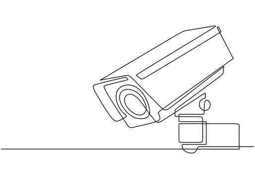 recommend clip art: Continuous Line Drawing of a CCTV Camera - Traffic Monitoring and Security System Concept.