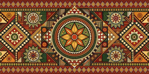 Tribal Telugu Graphics - Geometric, Abstract, Earth Tones, Tribal