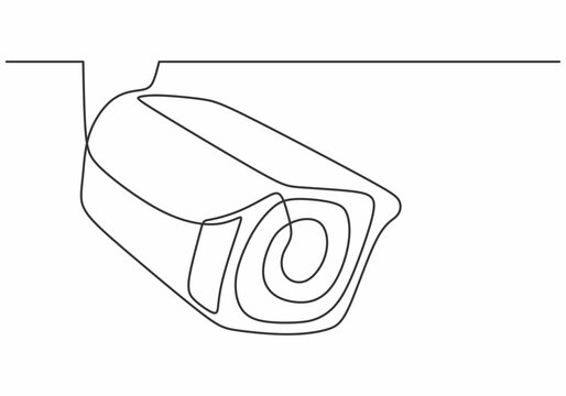 recommend clip art: One Line Drawing of CCTV Camera - Traffic Monitoring and Security Concept in Minimalist Style.
