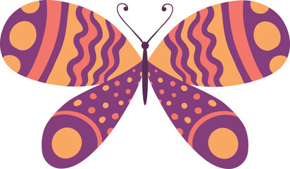 Cute butterfly. Decorative spring butterfly colorful wings. Monarch, moth and dragonfly. Tropical beautiful floral insect flat vector icon. Spring monarch and butterfly, insect animal illustration
