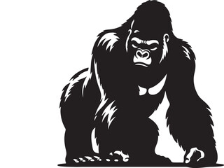Gorilla silhouette vector style with White Backgroun