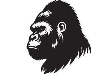 Gorilla silhouette vector style with White Backgroun