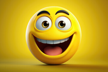 generated illustration of yellow smiley face emoji on a yellow background