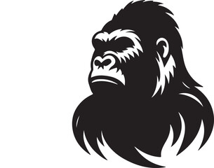 Gorilla silhouette vector style with White Backgroun