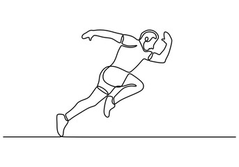 Fototapeta premium Single Line Drawing of Runner. Continuous Art of Sprinting Athlete.