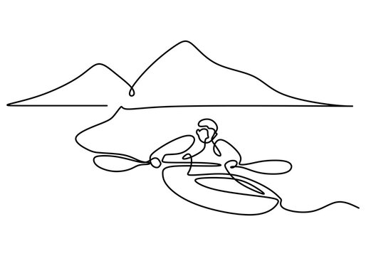 recommend clip art: Minimalist Continuous Line Drawing of Man Kayaking. Athletic Sport.