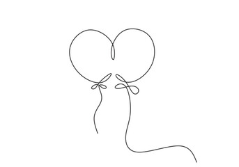 Continuous Line Drawing of Balloons for a Birthday Celebration - Vector Holiday Decoration Concept.