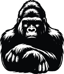 Gorilla silhouette vector style with White Backgroun