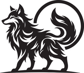 Wolf silhouette vector style with White Background