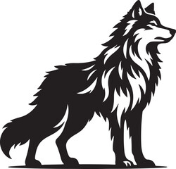 Wolf silhouette vector style with White Background