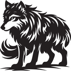 Wolf silhouette vector style with White Background