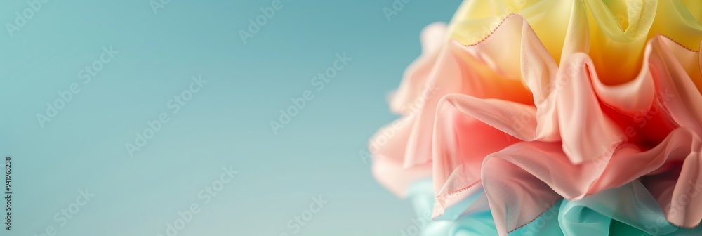 Poster fluid pastel ribbons intertwining on light background - minimal, creative design with ample copy spa