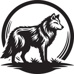 Wolf silhouette vector style with White Background