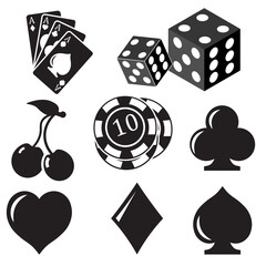 casino icons on white background 