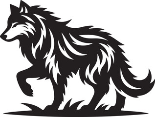 Wolf silhouette vector style with White Background