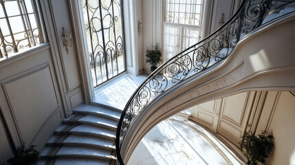 Elegant Staircase in a Luxurious Mansion