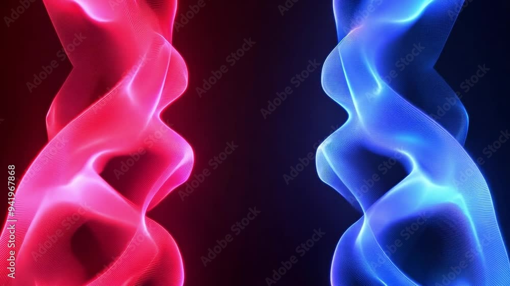 Poster dynamic red and blue light trails swirl gracefully against a dark backdrop, creating an electrifying