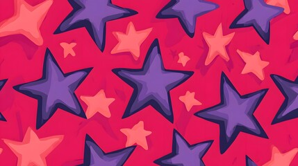 Obraz premium Purple Stars on Red Background, Abstract Image, Texture, Pattern, Wallpaper, Cover and Screen of Smartphone, Cell Phone, Computer, Laptop, 9:16 and 16:9 Format