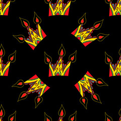 cute seamless pattern from original crowns-candles