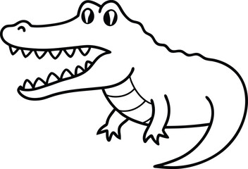 Naklejka premium Simple crocodile line art perfect for kids to color with easy shapes and fun design for hours of creative fun