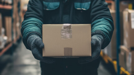 Warehouse Worker Holding a Package