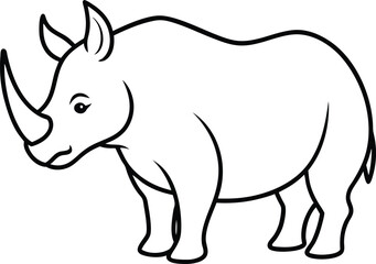 Rhino line art for kids coloring book simple fun and engaging design for young artists

