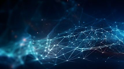 technology futuristic Network connection concept with connecting glowing dots and lines circuit background generative Ai.