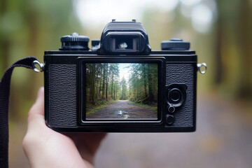 looking through lcd of camera 