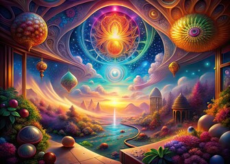 Vasodilation Dream: Expanding shapes, vibrant colors, warm and inviting atmosphere, sense of liberation and expansion