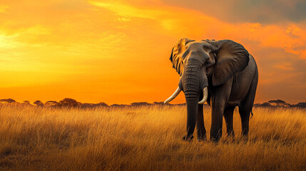Obraz premium elephant in the sunset
