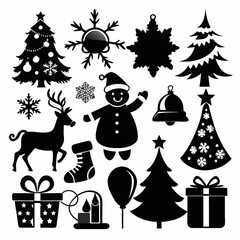 Christmas Clipart Set Silhouette Black Vector