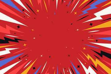 Color comic book background. Pop art modern creative and colorful halftone style on red background © DesignToonsy