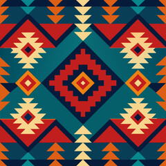 Navajo tribal ethnic American textile seamless pattern