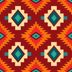 Navajo tribal ethnic American textile seamless pattern