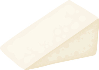 Flat cheese. Delicious dairy product, fresh farm market good. Italian or french cuisine, white and yellow cheese, decent vector icon