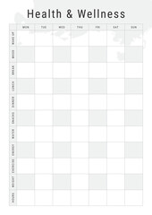 a4 size health and wellness planner template sheets