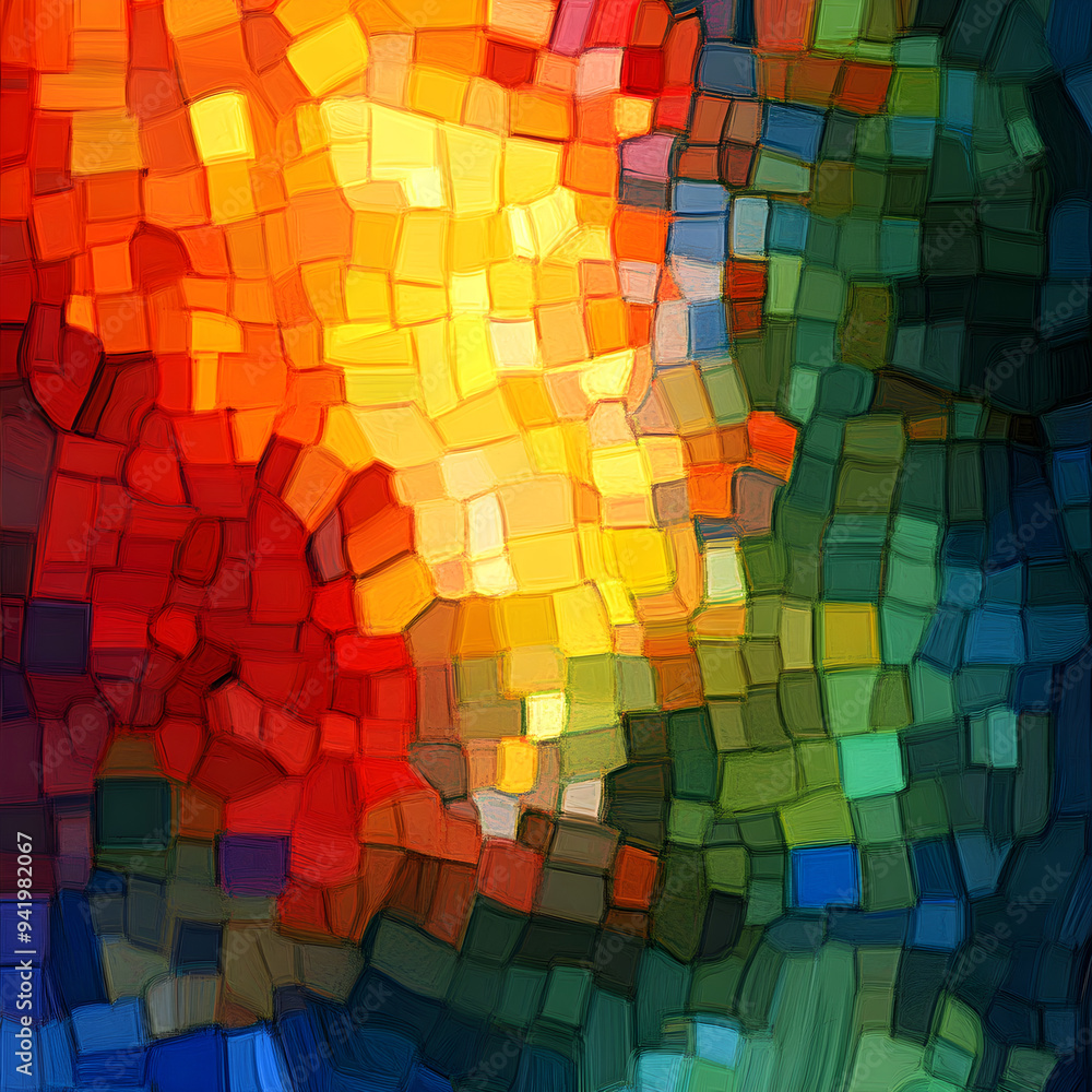 Poster an image with a bright abstract mosaic background picture