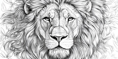 Vintage Illustration of Majestic Lion Portrait