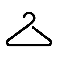 Hanger line black icon isolated on white background. Wardrobe sign, clothes rack symbol or cloakroom pictogram. Vector illustration.