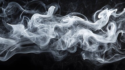 Fototapeta premium White Smoke on Black Background, Abstract Image, Texture, Pattern, Wallpaper, Cover and Screen of Smartphone, Cell Phone, Computer, Laptop, 9:16 and 16:9 Format