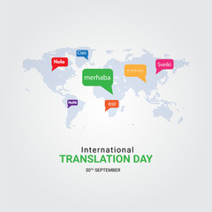 Fototapeta premium International Translation Day September 30, Creative unique graphic design social media post cover web Template for background, banner, card, poster, illustration
