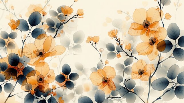 Elegant botanical lithograph in Champagne and black, showcasing intricate details on a crisp white background