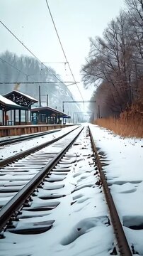 Railway station in winter. Railway station in winter. Railway station in winter.