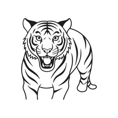 Tiger going line logo sign emblem pictoram vector illustration