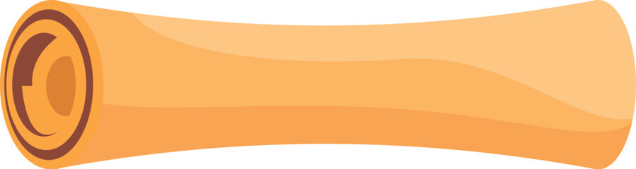 Ancient papyrus scroll lying horizontally isolated on white background